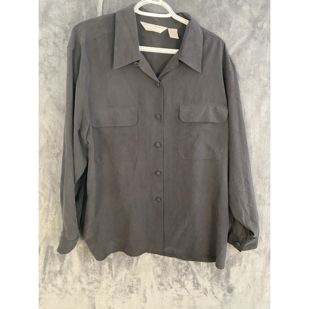 Peter Martin Silk L black long sleeve, pockets goth grunge